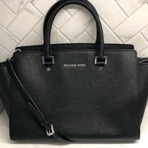 Michael Kors Selma Large Saffiano Leather Satchel Black